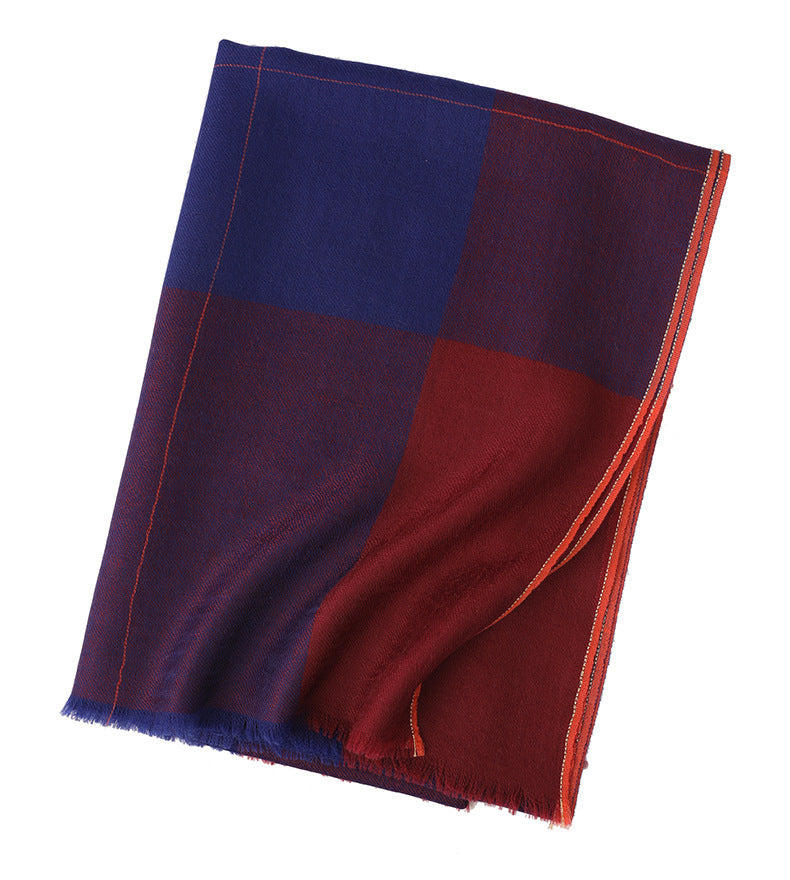 Wielokolorowy długi szal w kratkę