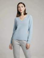 Sweter dzianinowy z dekoltem w serek