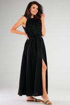 Wiosenna sukienka z rozcięciem na nodze