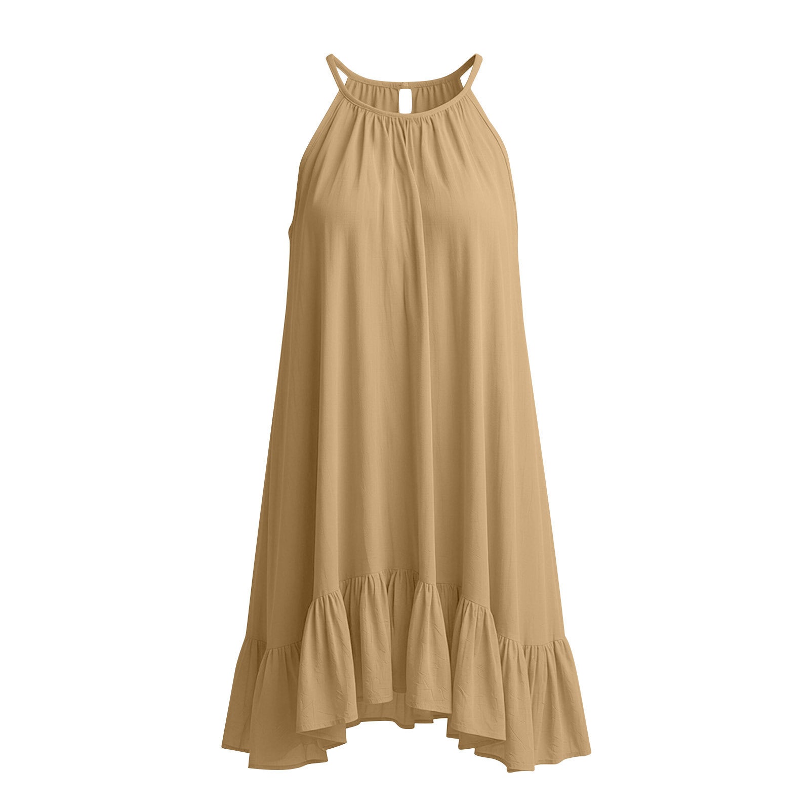 Pleated sleeveless halter dress