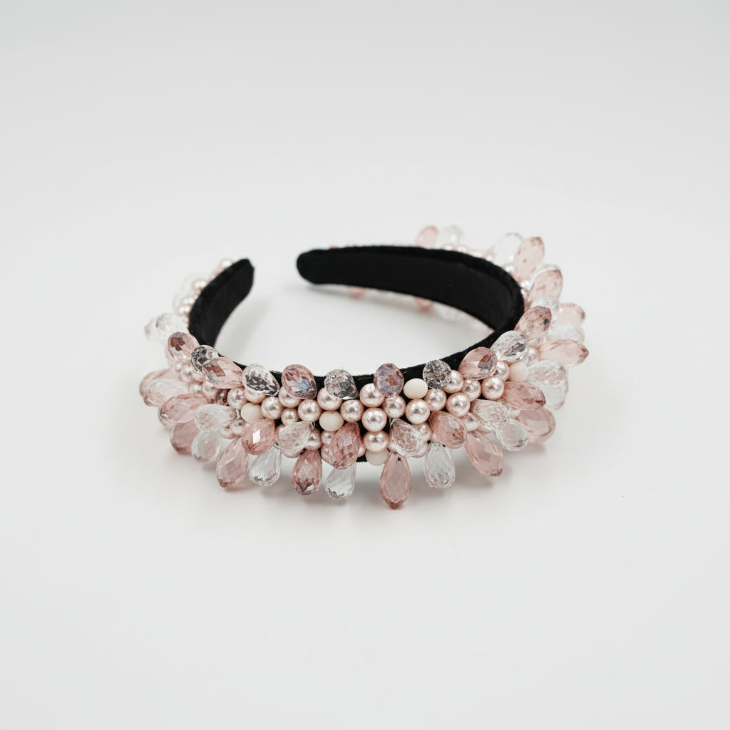 Opaska na głowę z kryształkami w w stylu barakowym