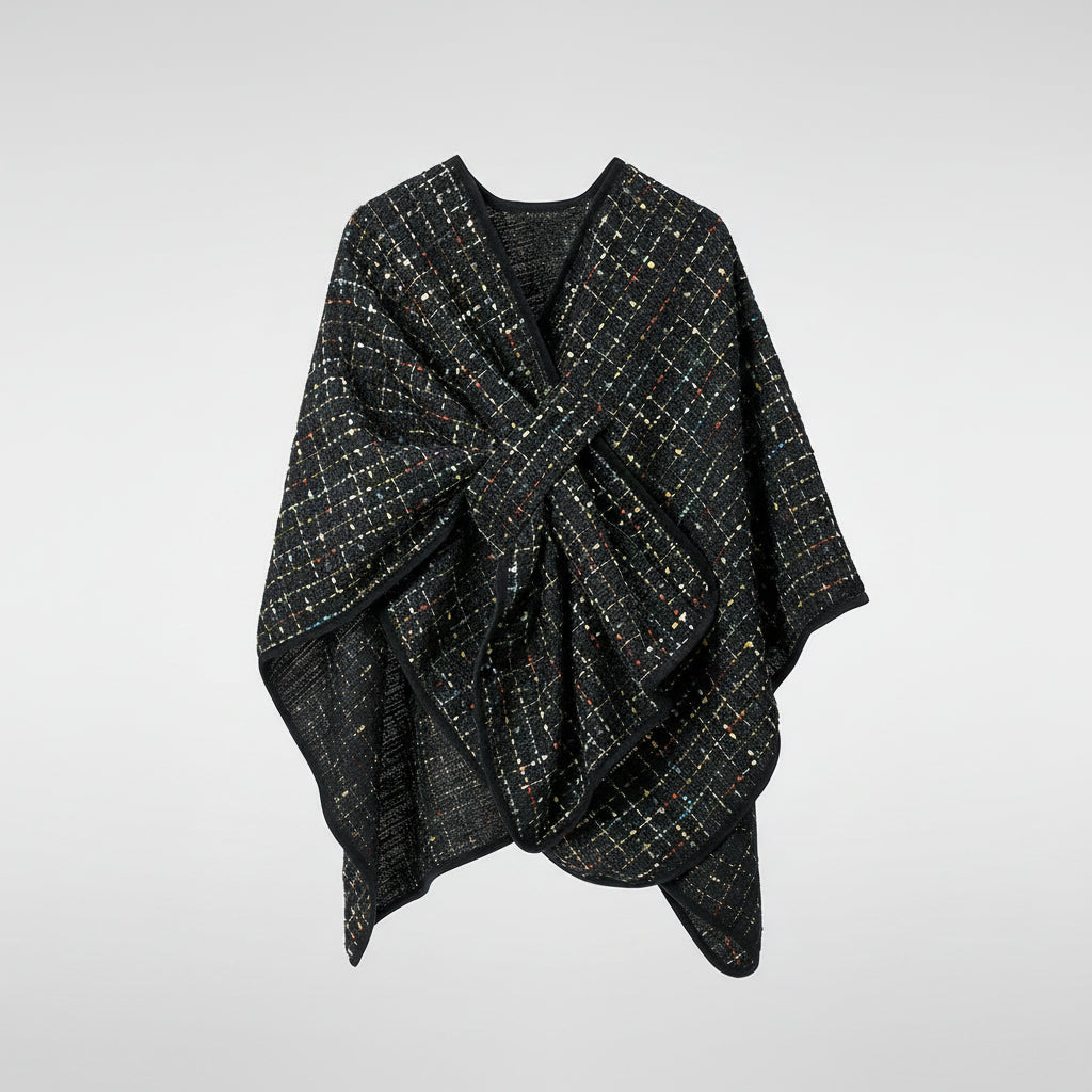 Wzorzysty długi szal wiązany z cekinami