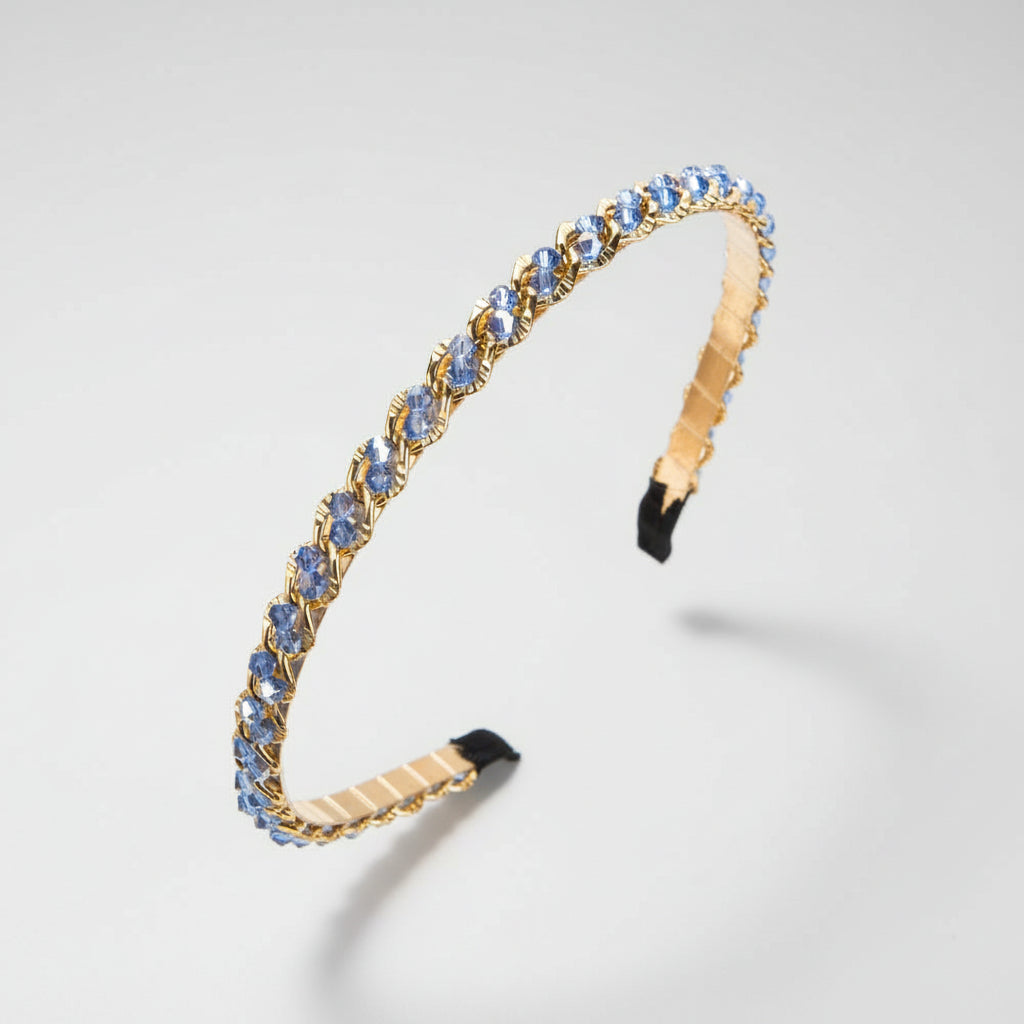 Opaska na głowę z kryształowym łańcuszkiem w stylu retro