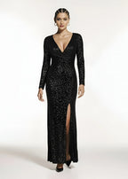 Błyszcząca sukienka wieczorowa MAXI z cekinami - Sweet Victoria