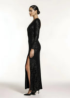 Błyszcząca sukienka wieczorowa MAXI z cekinami - Sweet Victoria