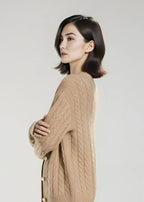 Kardigan z dzianiny wełnianej z długim rękawem