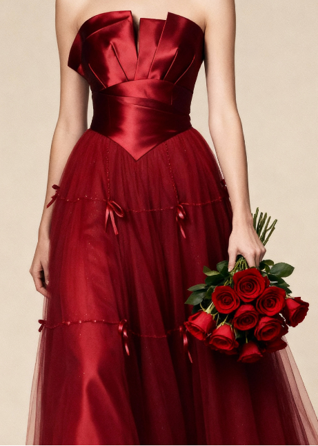 Elegancka krwistoczerwona sukienka na studniówkę 2026