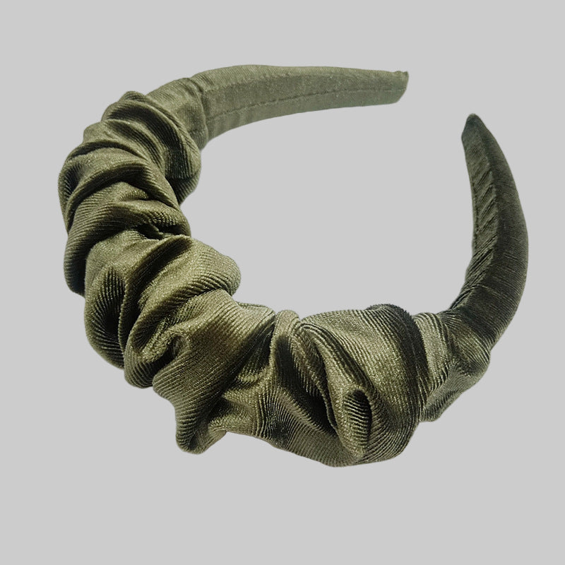 Jesienno-zimowa opaska na głowę z dekoracyjnym marszczeniem