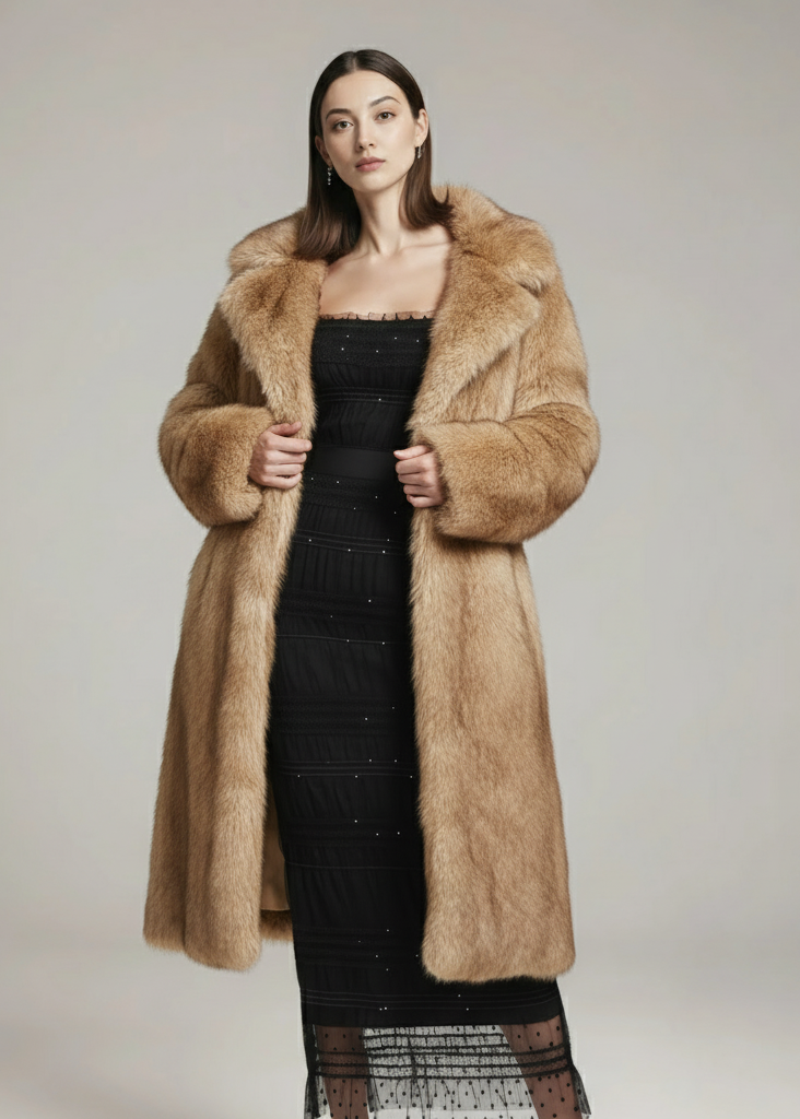 Sztuczne długie futro z lisa