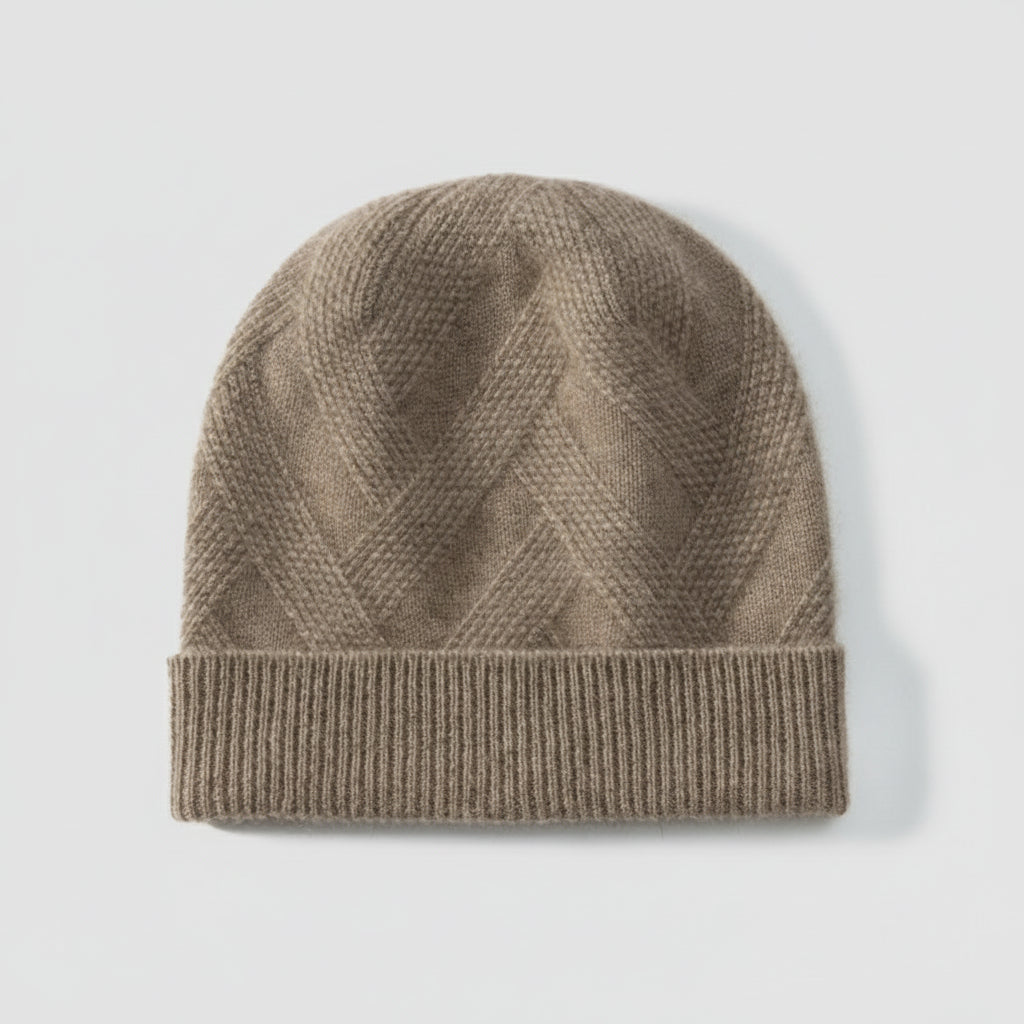 Zimowa kaszmirowa czapka w wzorki