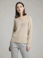 Sweter dzianinowy z dekoltem w serek