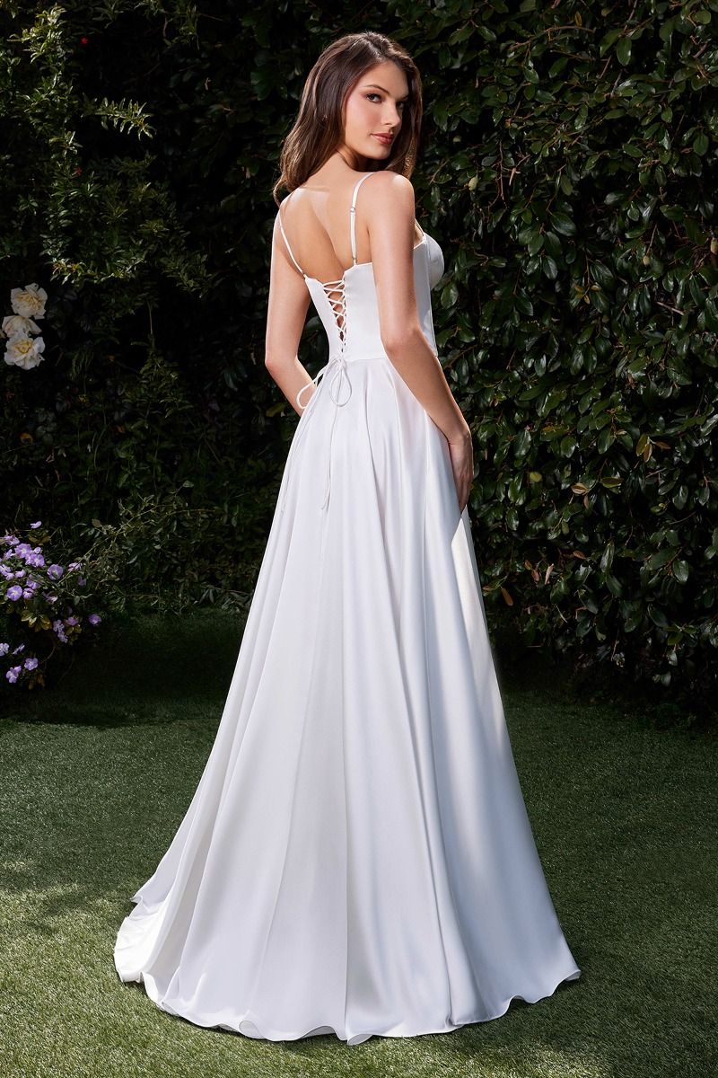 SATIN A-LINE BUSTIER BRIDAL DRESS CDCD337W