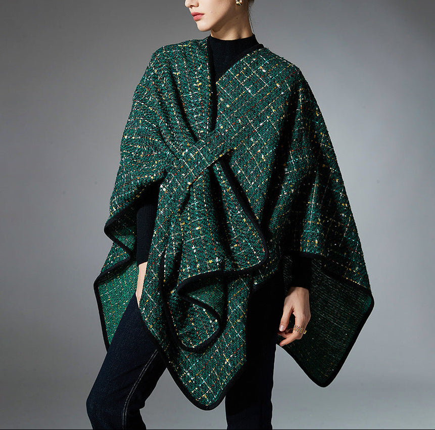 Wzorzysty długi szal wiązany z cekinami