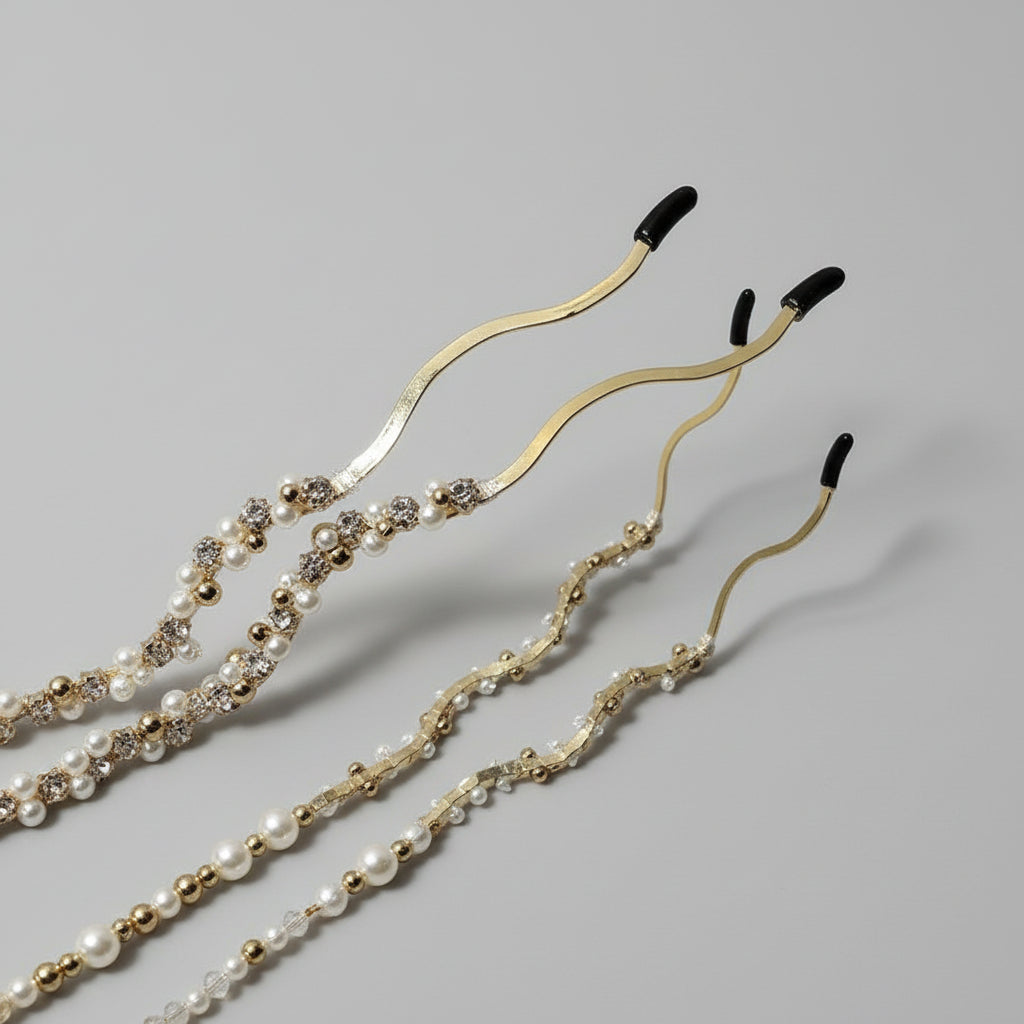 Elegancka opaska do włosów z kryształkami francuskimi