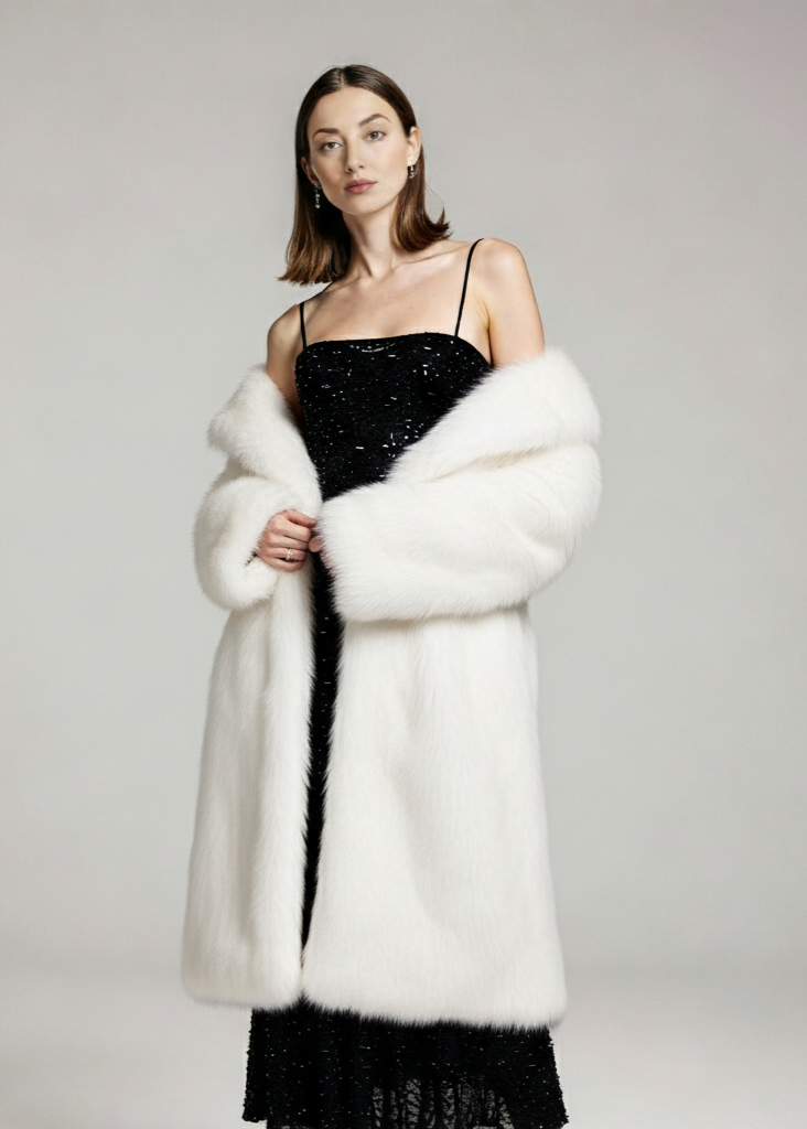 Sztuczne długie futro z lisa