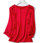 Jedwabna wyjściowa koszulka z połyskiem