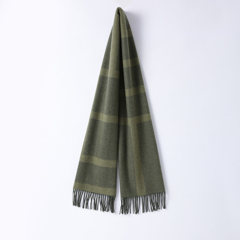 Wełniany żakardowy szalik w geometryczne wzory