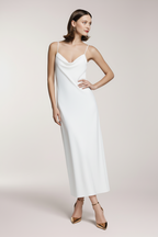 Satynowa sukienka MIDI z kołnierzykiem typu swing