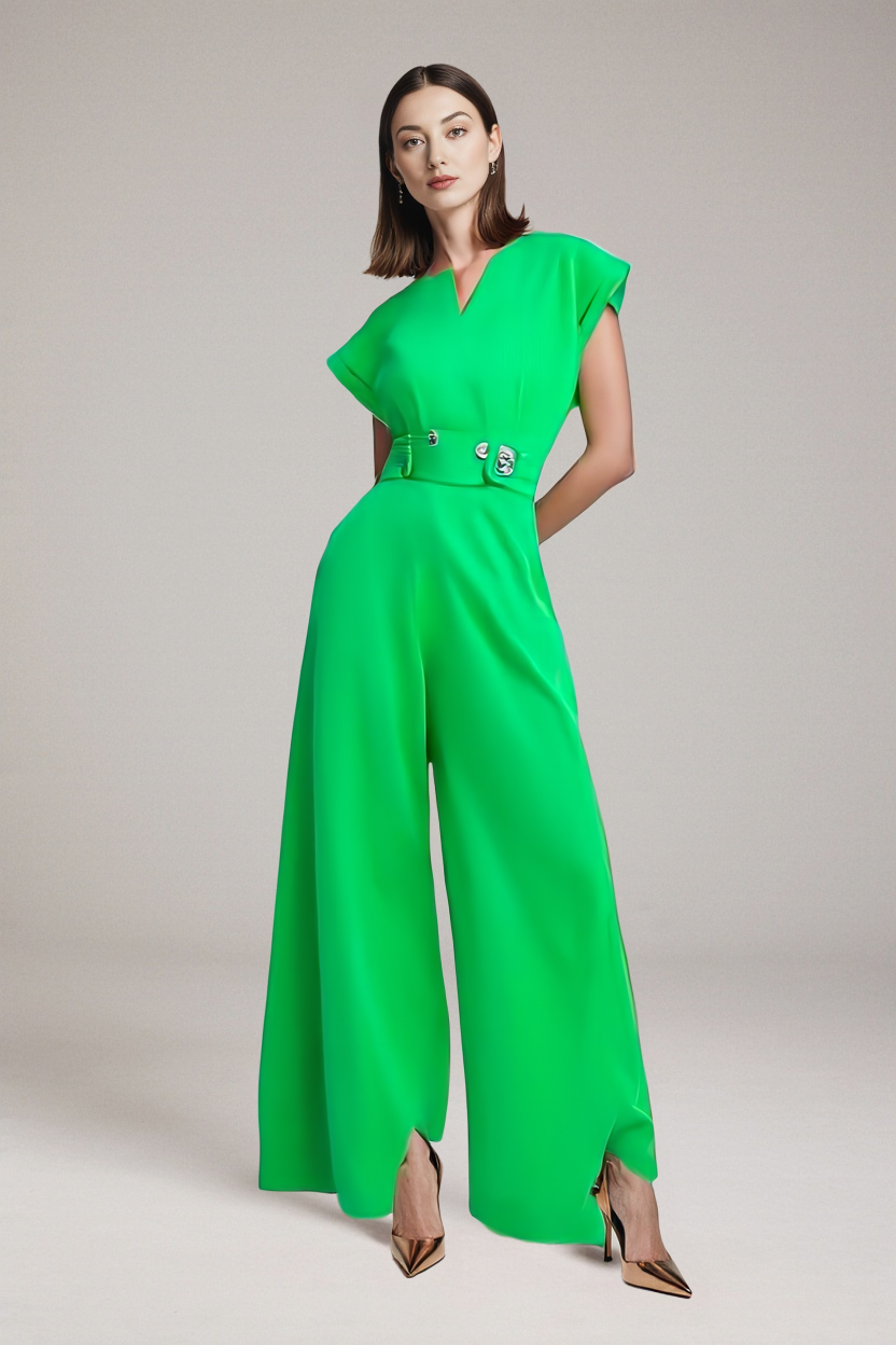 Elegancki kombinezon z szerokimi nogawkami