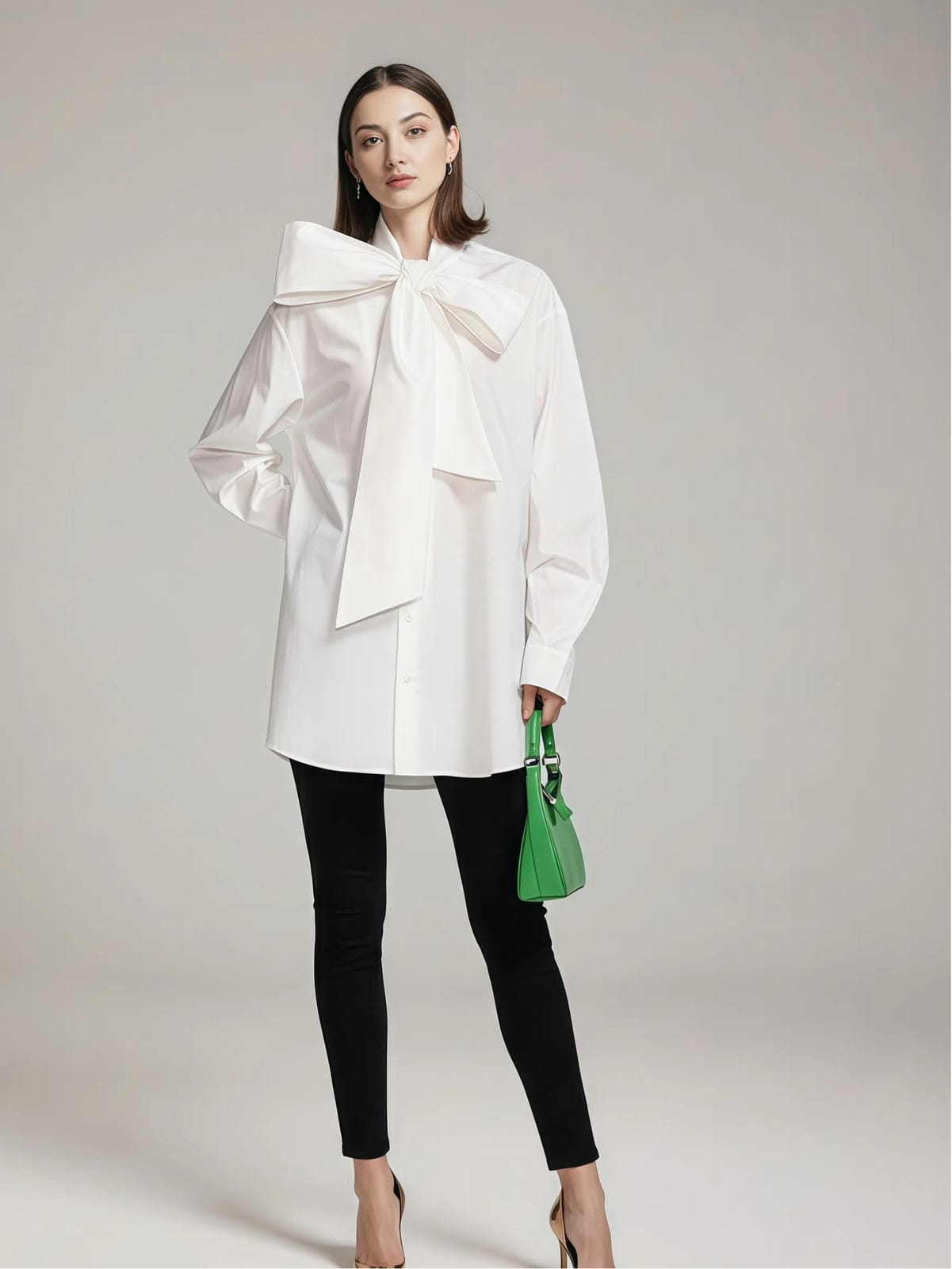 Stylowa bawełniana koszula z kokardą