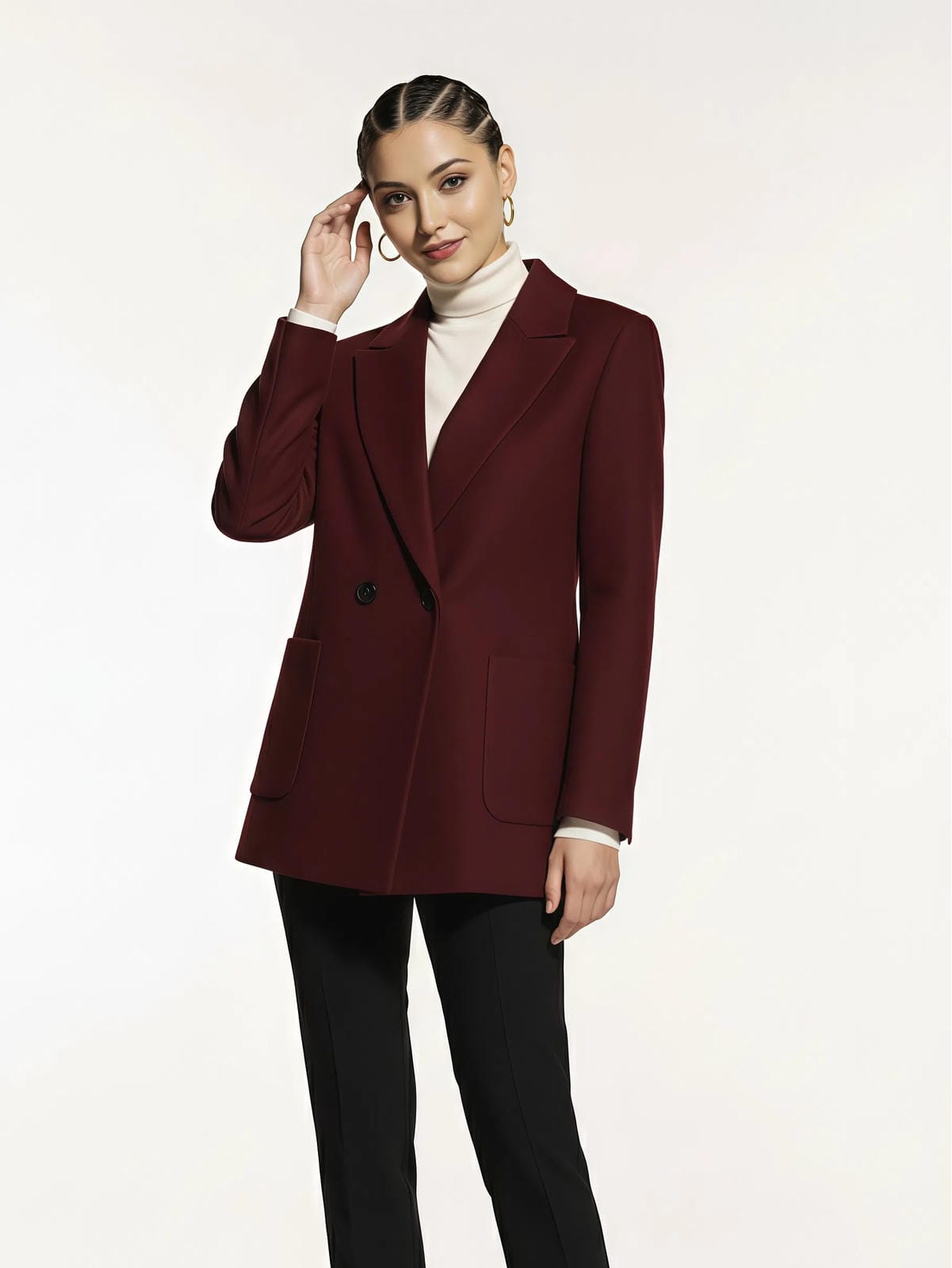 Jesienno-zimowy krótki dwustronny wełniany płaszcz