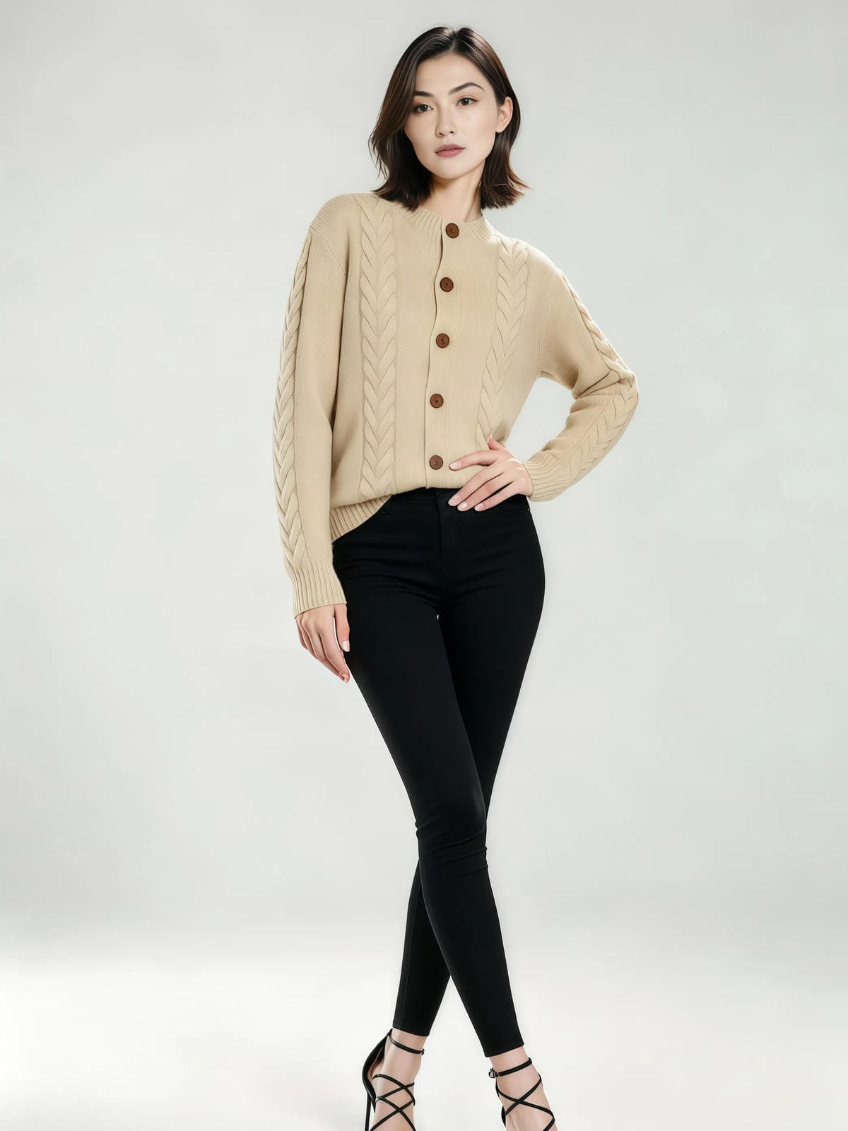 Retro sweter dzianinowy typu kardigan