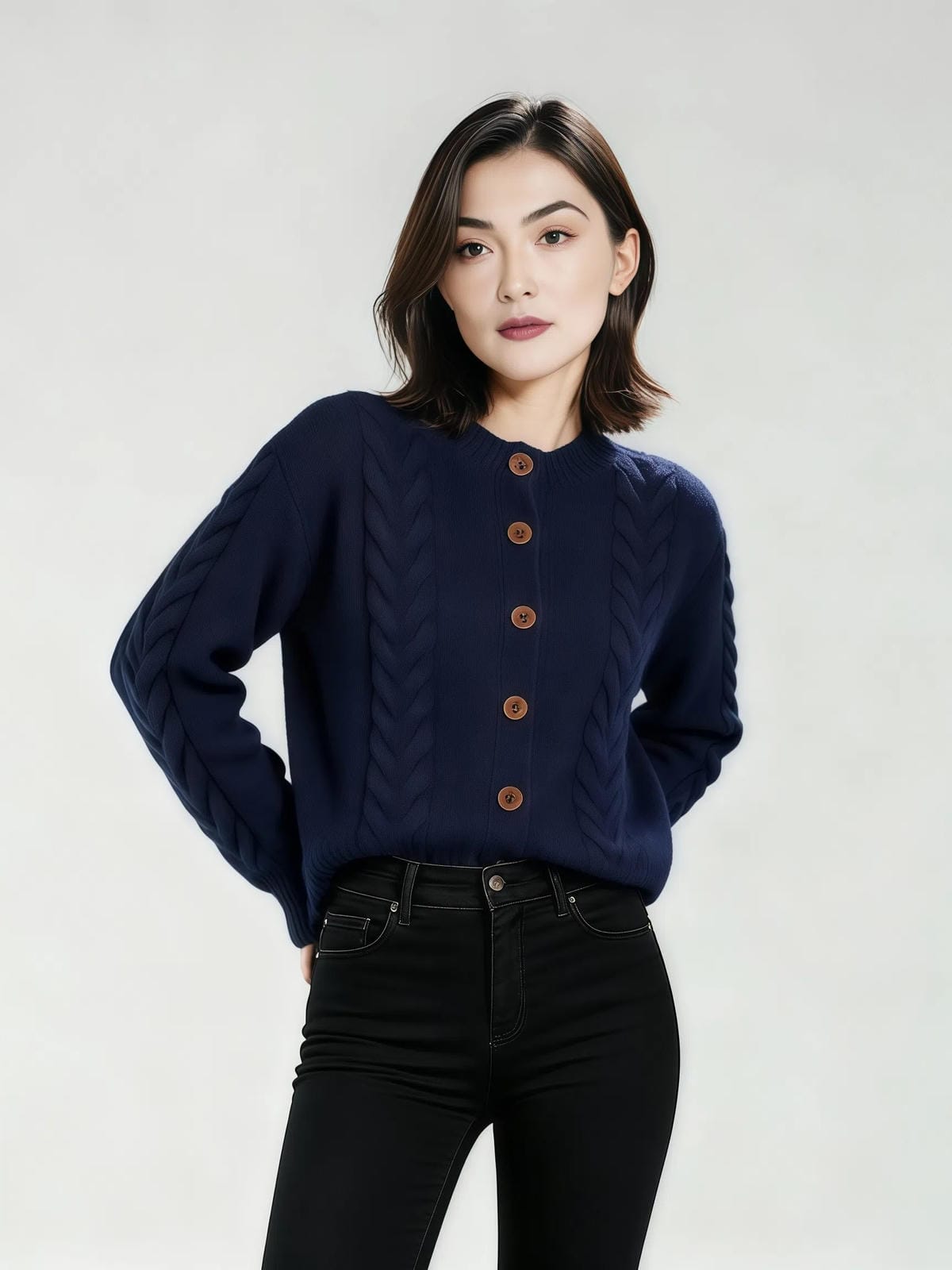 Retro sweter dzianinowy typu kardigan