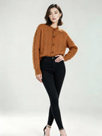 Retro sweter dzianinowy typu kardigan