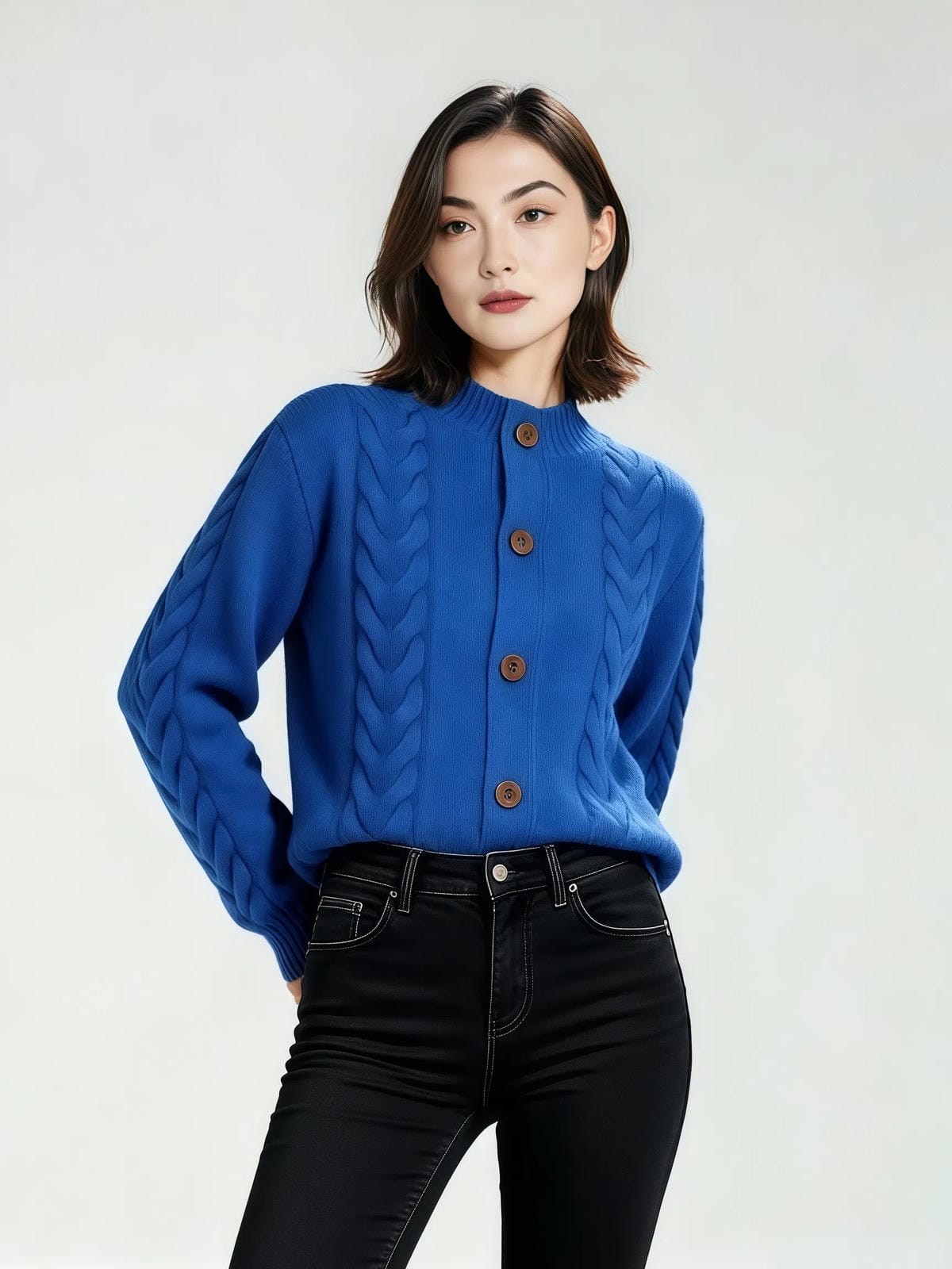 Retro sweter dzianinowy typu kardigan