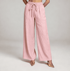 Modne luźne spodnie wiązane w pasie