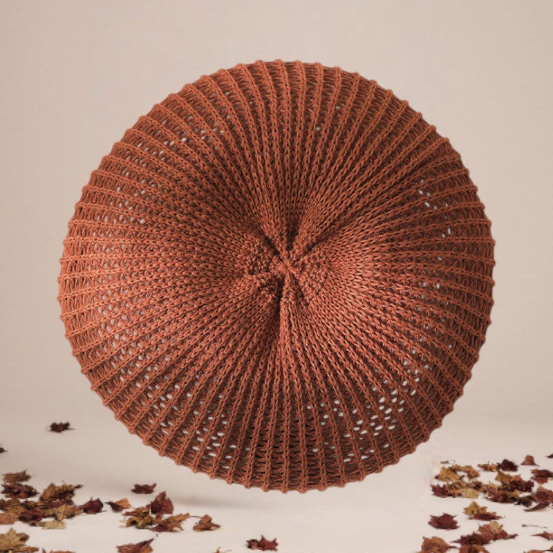 Cienki beret lniany w stylu retro