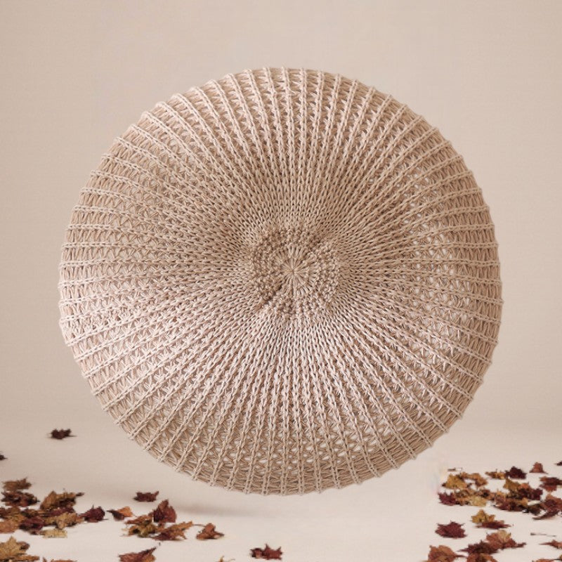 Cienki beret lniany w stylu retro