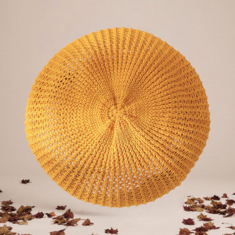 Cienki beret lniany w stylu retro