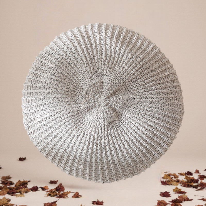 Cienki beret lniany w stylu retro