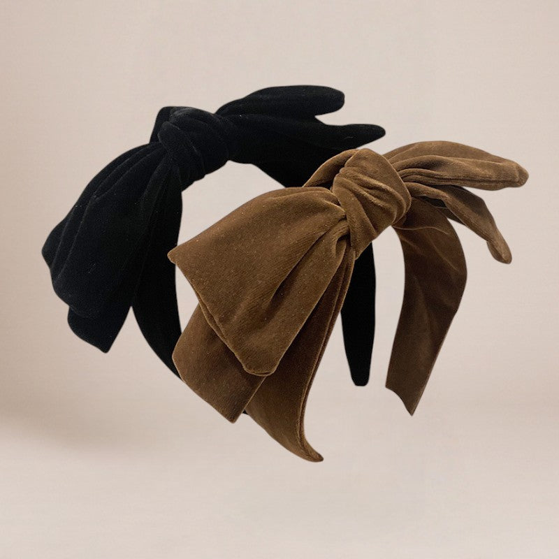 Aksamitna opaska z kokardą w stylu retro