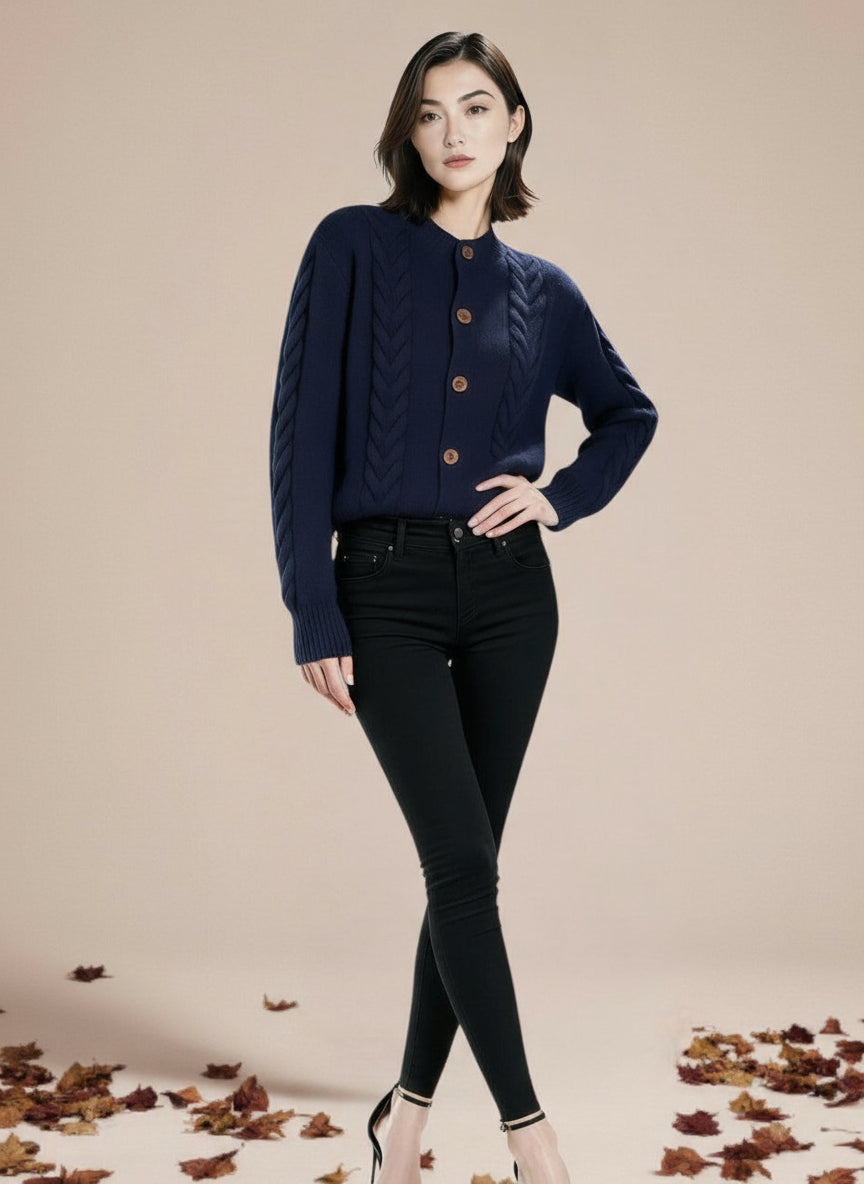 Retro sweter dzianinowy typu kardigan