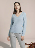 Sweter dzianinowy z dekoltem w serek