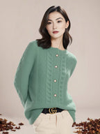 Kardigan z dzianiny wełnianej z długim rękawem