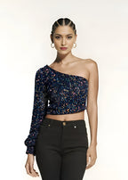 Cekinowy asymetryczny top na jedno ramię