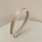 Opaska do włosów dwuwarstwowa perłowo-satynowa