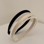 Opaska do włosów dwuwarstwowa perłowo-satynowa