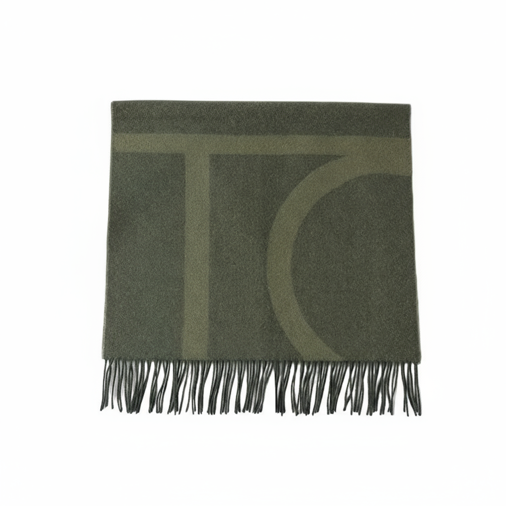 Wełniany żakardowy szalik w geometryczne wzory